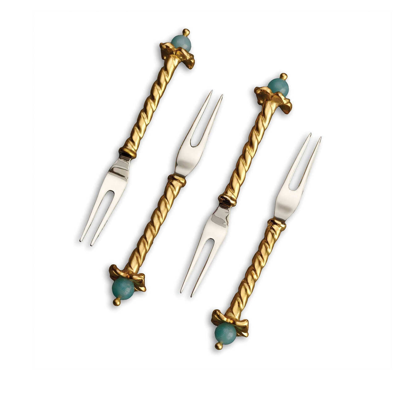 L'Objet Fortuny Venise Cocktail Two-Prong Picks Set of Four