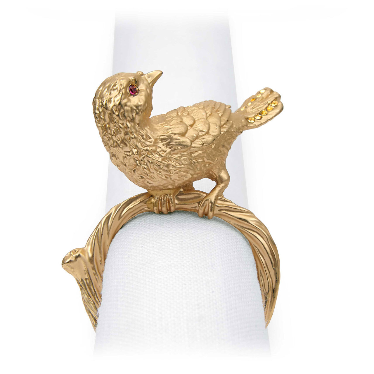 L'Objet Gold and Amethyst Crystals Bird Napkin Holder