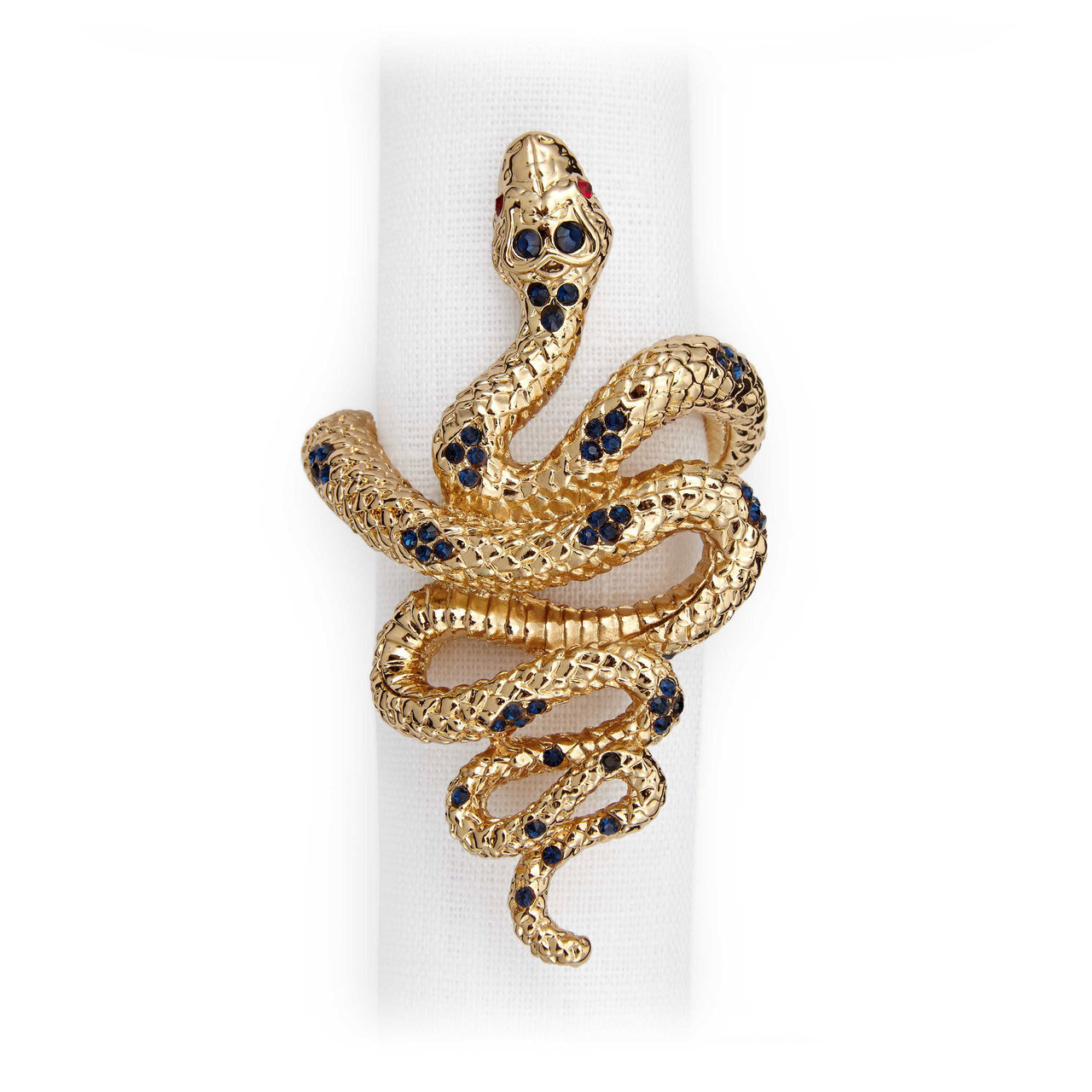 L'Objet Gold with Blue Crystals Snake Napkin Holder