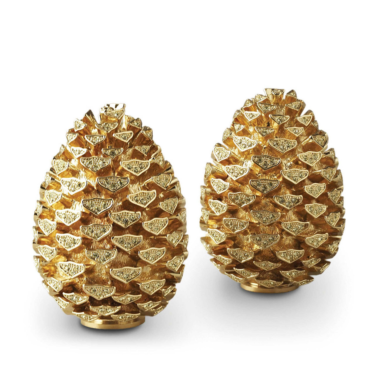 L'Objet Gold with Yellow Crystals Salt and Pepper Shaker Pinecone Spice Jewels