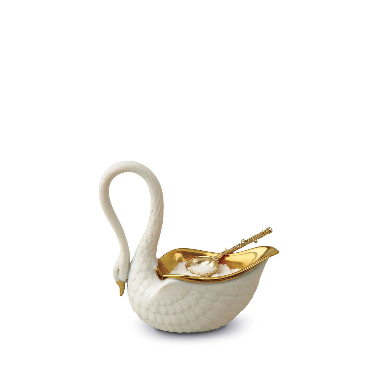 L'Objet Swan White Salt Cellar with Spoon