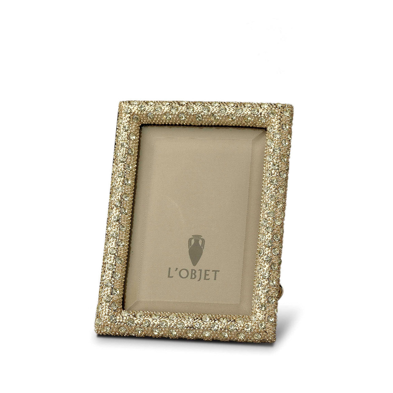 L'Objet Rectangular Pave 2 x 3 Inch Gold with Yellow Crystals Picture Frame