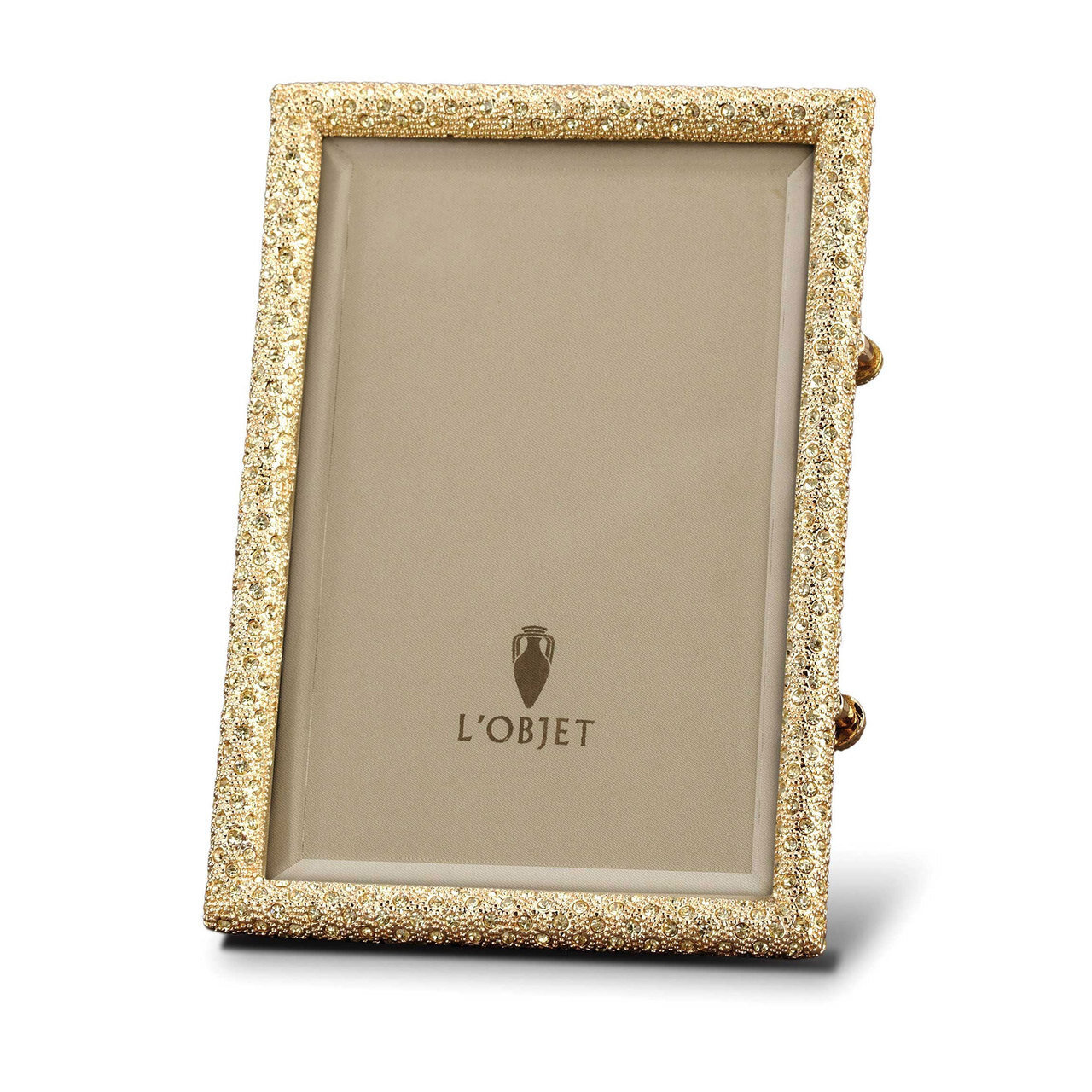 L'Objet Rectangular Pave 8 x 10 Inch Gold with Yellow Crystals Picture Frame