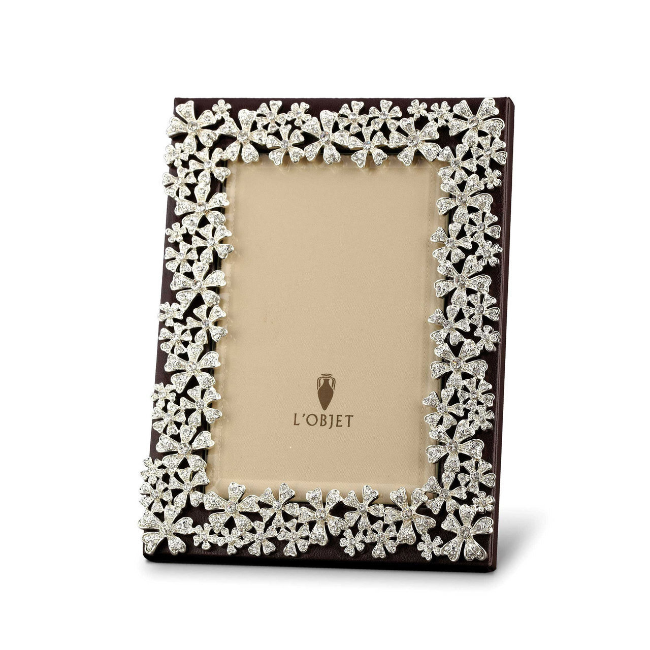 L&#39;Objet Garland 5 x 7 Inch Platinum with White Crystals Picture Frame, MPN: F7000M, 878365003901