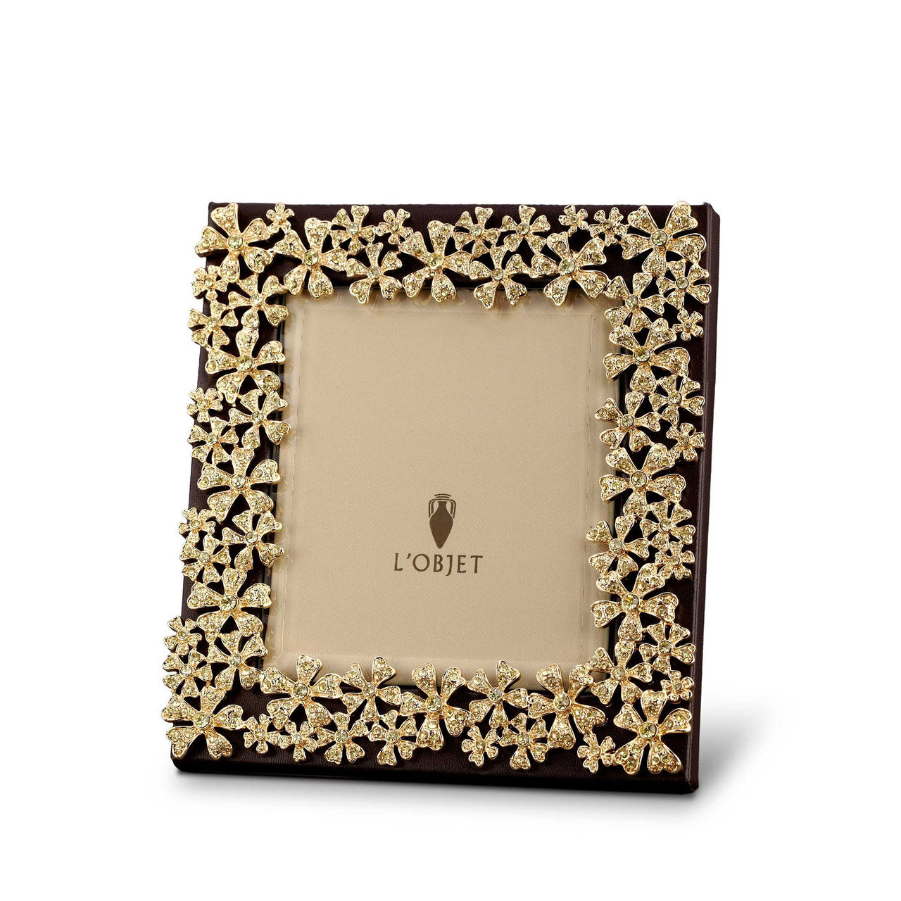 L&#39;Objet Garland 5 x 5 Inch Gold with Yellow Crystals Picture Frame, MPN: F7001SQ, 878365005486