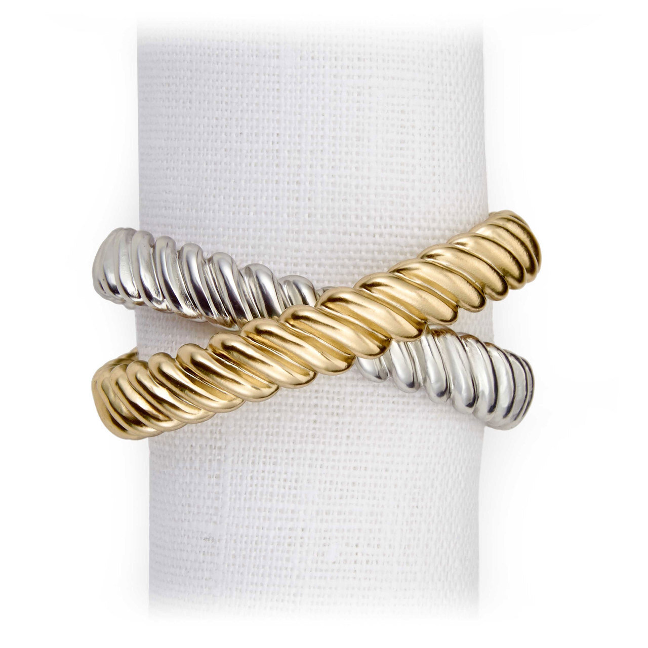 L&#39;Objet Platinum and Gold Deco Twist Napkin Holder, MPN: NJ3202,