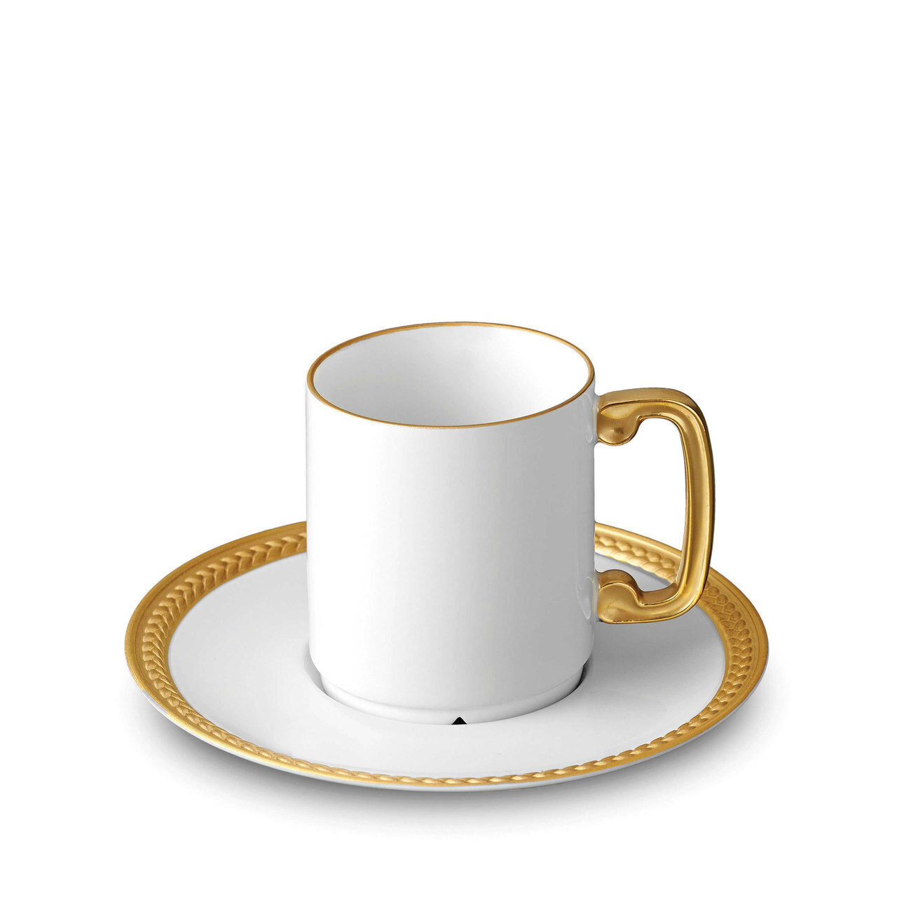 L'Objet Soie Tressee Espresso Cup and Saucer Gold