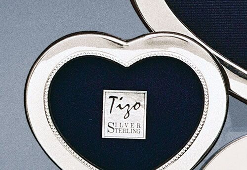 Tizo Bead Heart 2 x 3 Inch Sterling Silver Picture Frame