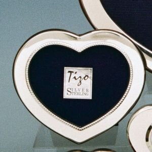 Tizo Bead Heart 4 x 6 Inch Sterling Silver Picture Frame