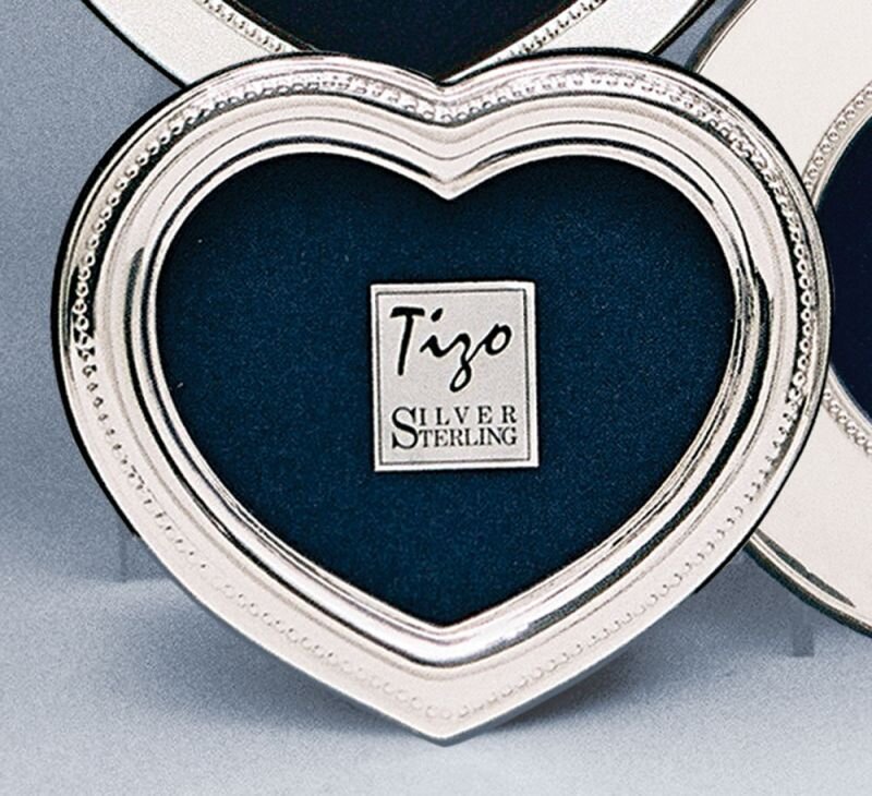 Tizo Heart Bead 2 x 3 Inch Sterling Silver Picture Frame