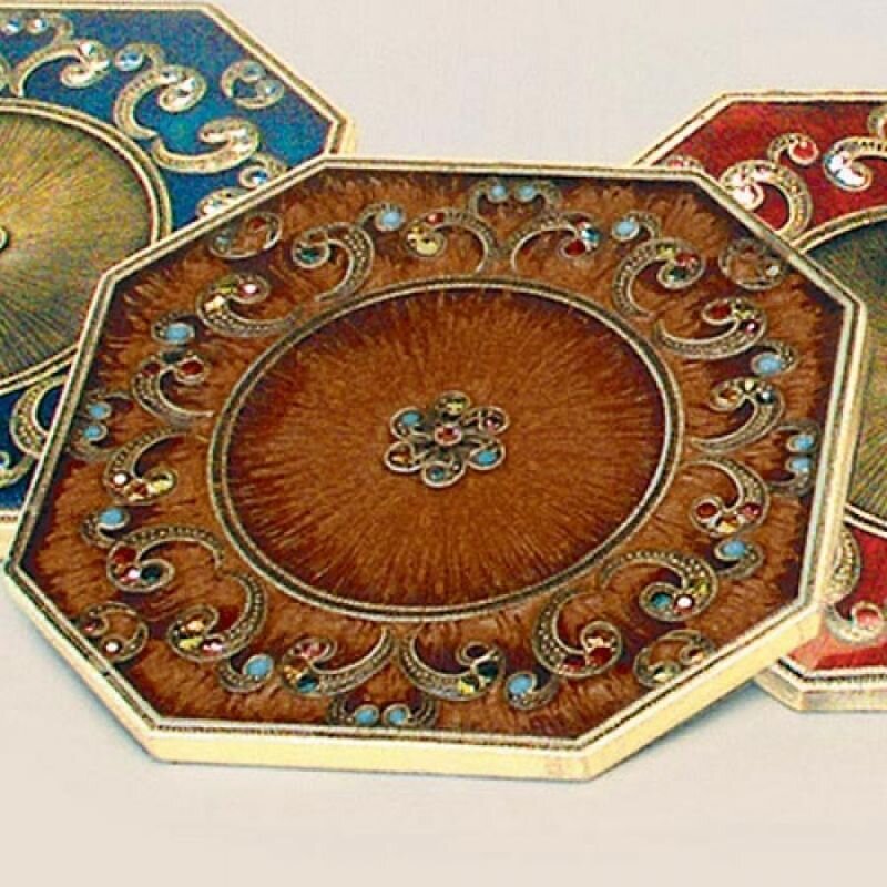 Tizo Floral Jeweled Coaster - Brown