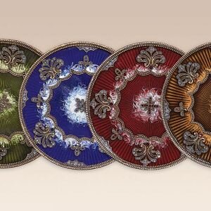 Tizo Round Floral Jeweled Coaster - Brown