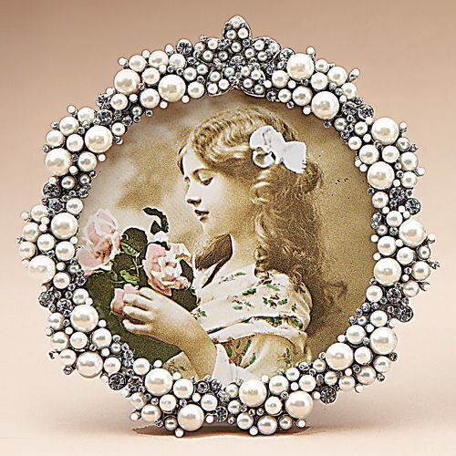 Tizo Enamel Jeweled Picture Frame 3.5 Inch Round RS60103