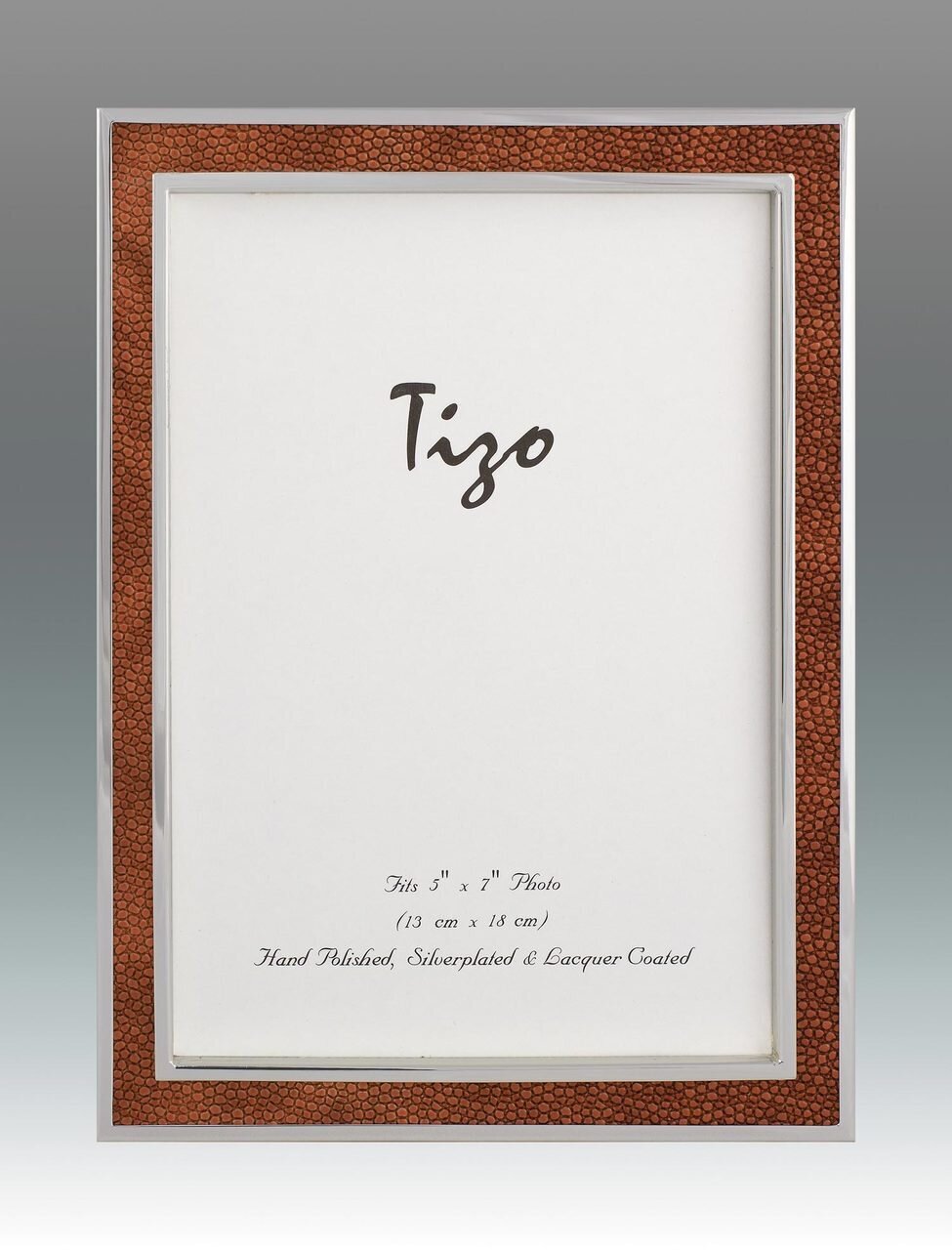 Tizo 4 x 6 Inch Shagreen Silver Plated Picture Frame - Brown