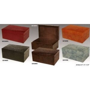 Tizo Faux Croc Box 9.5 x 6 x 4.25 Inch - Light Brown, MPN: CM72ORBX,