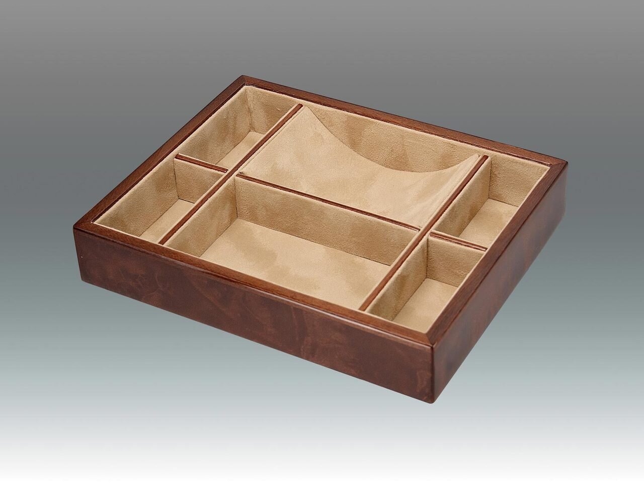 Tizo 10.25 x 8.25 Inch Sectional Wooden Valet Tray - Brown