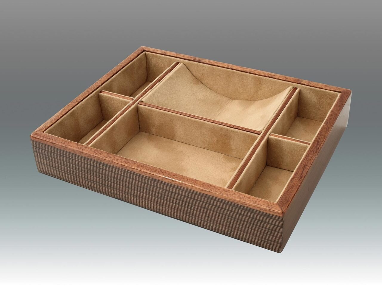 Tizo 10.25 x 8.25 Inch Sectional Wooden Valet Tray - Light Brown, MPN: NC124EBTY,