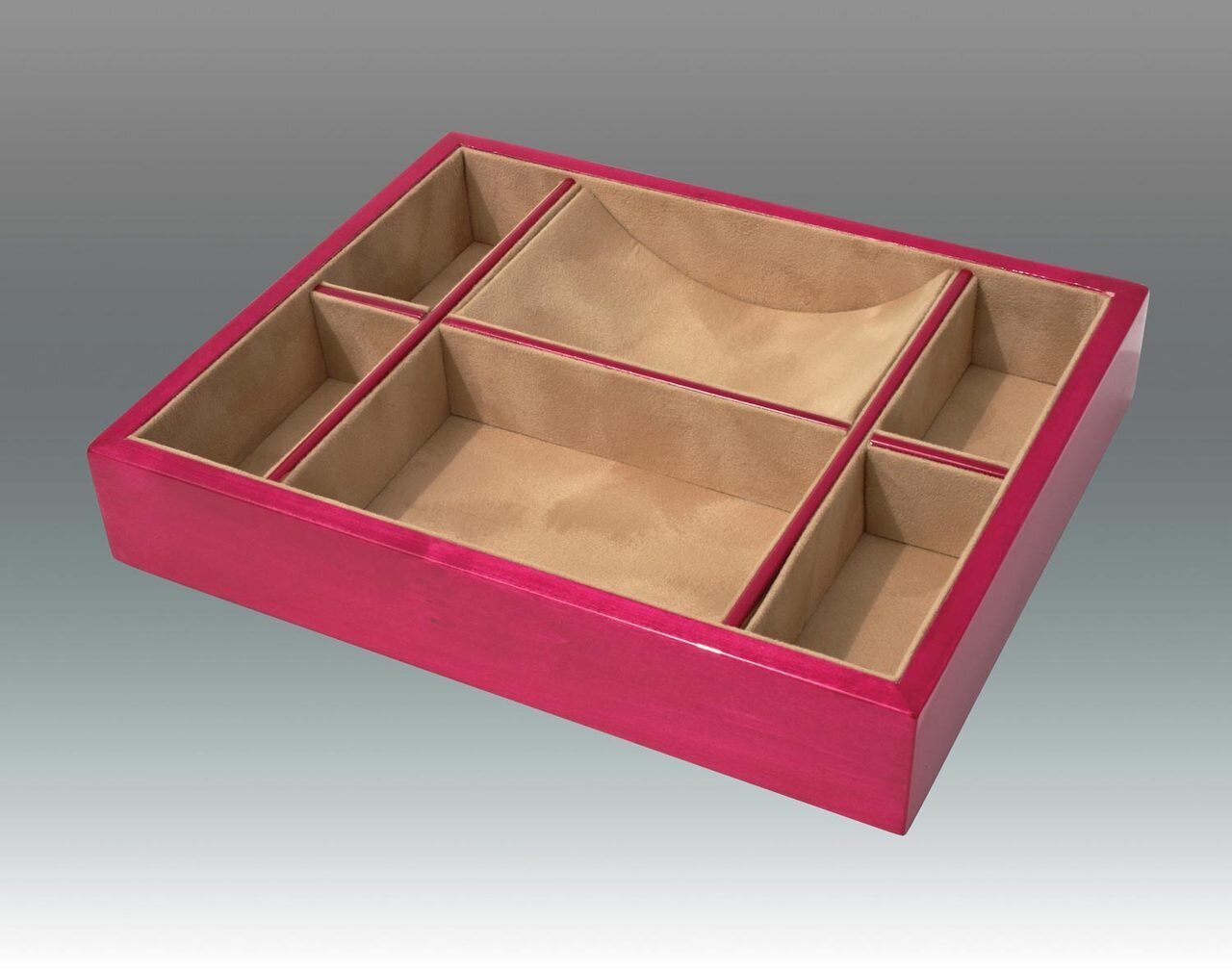 Tizo 10.25 x 8.25 Inch Sectional Wooden Valet Tray - Pink