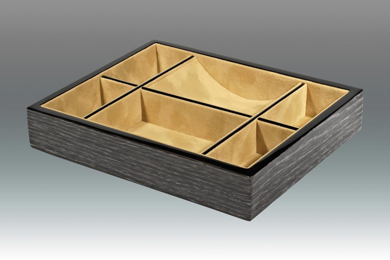 Tizo 10.25 x 8.25 Inch Sectional Wooden Valet Tray - Black