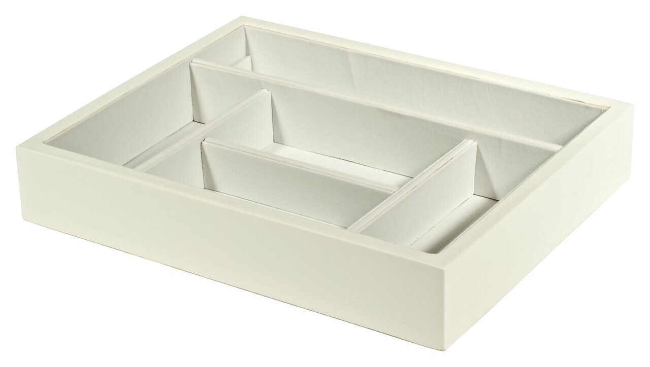 Tizo 10.25 x 8.25 Inch Sectional Wooden Valet Tray - White