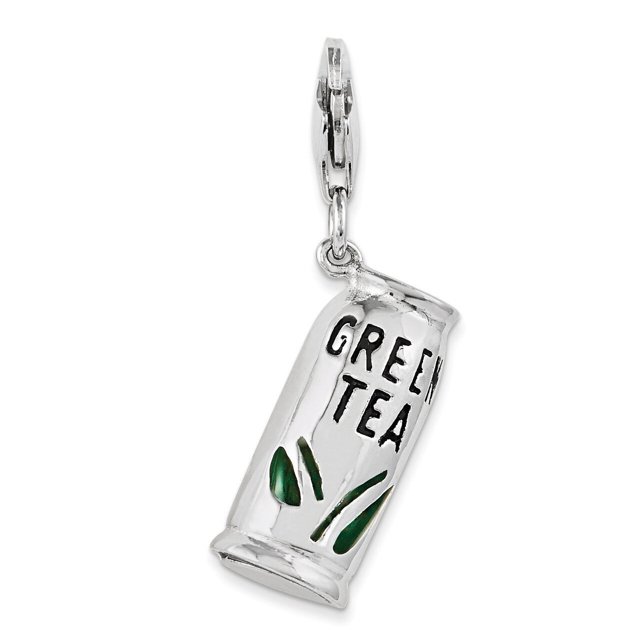 Green Tea Beverage Charm Sterling Silver Enameled QCC1001 by Amore La Vita, MPN: QCC1001, 191101389…
