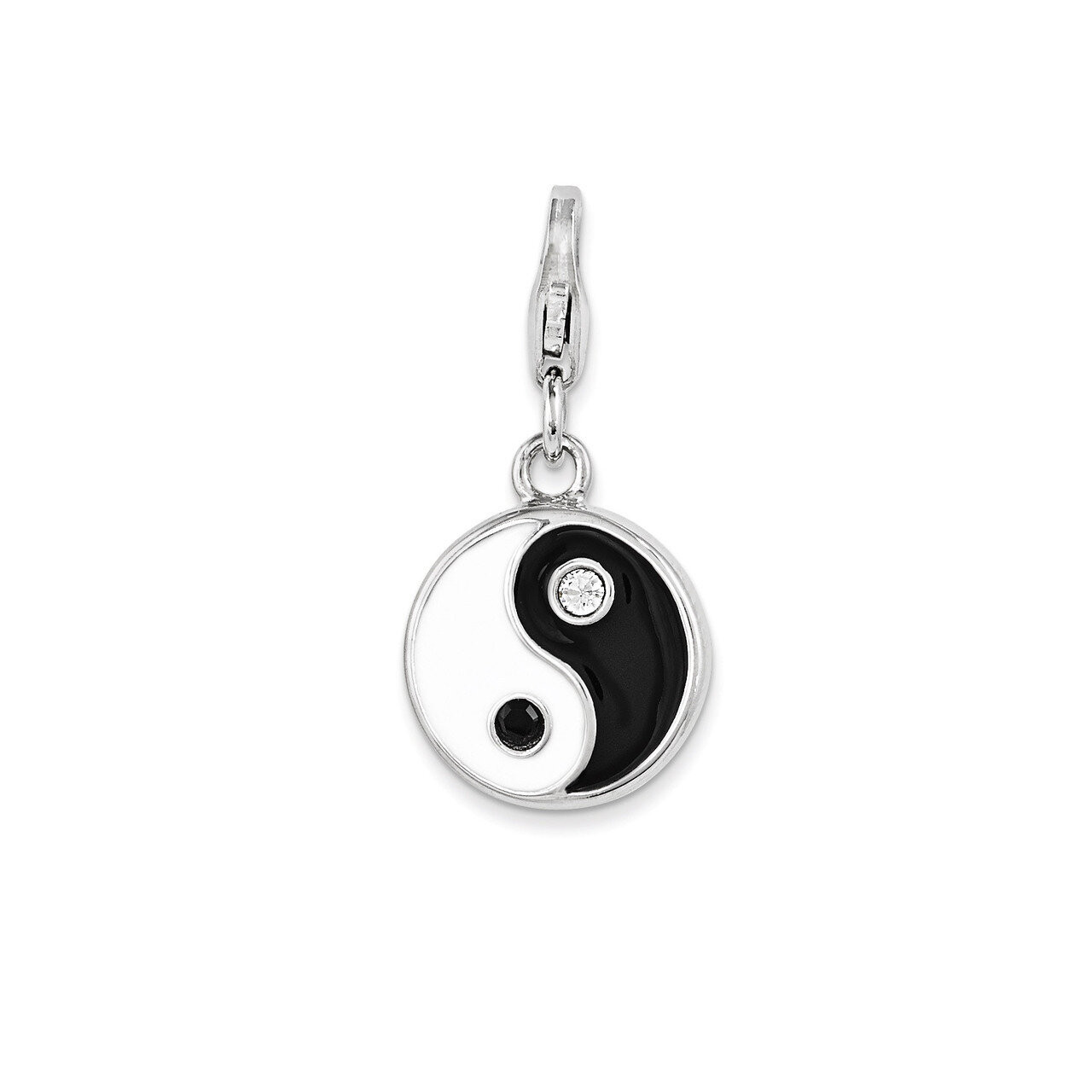 Swarovski Elements Yin and Yang Charm Sterling Silver Enamel QCC1009