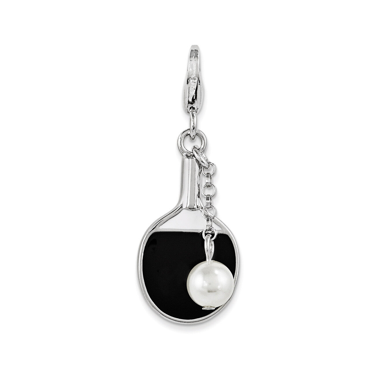 Simulated Pearl Paddle Charm SterlingSilver Enamel QCC1011 by Amore La Vita, MPN: QCC1011, 19110139…