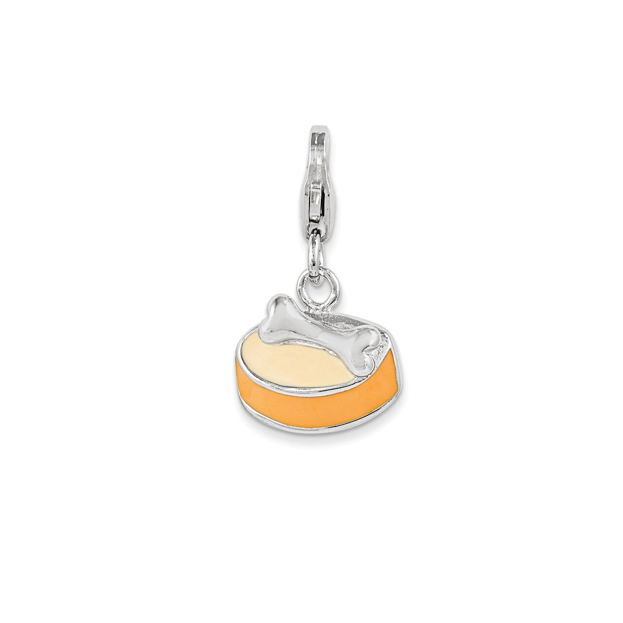 Dog Bowl with Bone Charm Sterling Silver Enamel QCC1013 by Amore La Vita, MPN: QCC1013, 191101389894