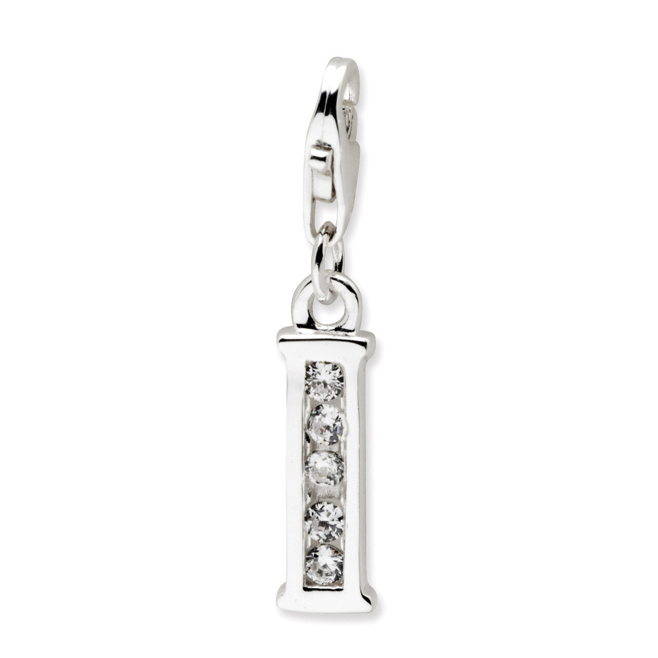 Letter I Charm Sterling Silver Synthetic Diamond QCC104I by Amore La Vita, MPN: QCC104I, 8839573304…