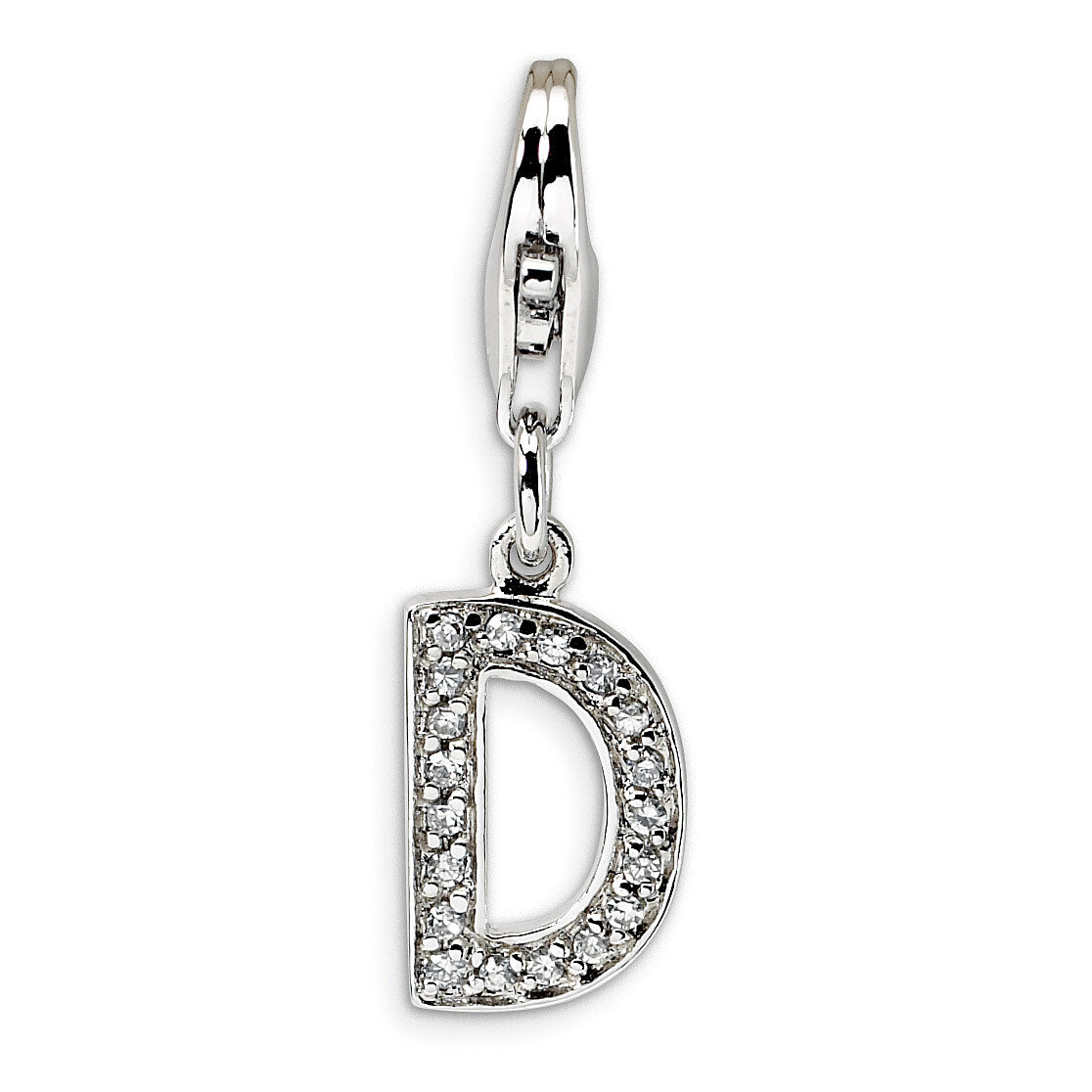 Letter D Charm Sterling Silver Synthetic Diamond QCC105D by Amore La Vita, MPN: QCC105D, 8839573300…