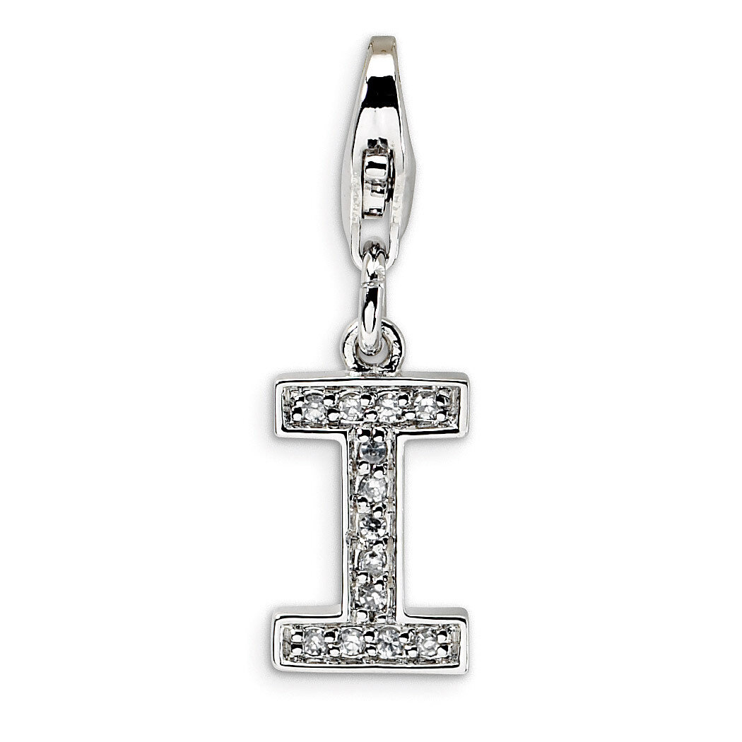 Letter I Charm Sterling Silver Synthetic Diamond QCC105I by Amore La Vita, MPN: QCC105I, 8839573302…