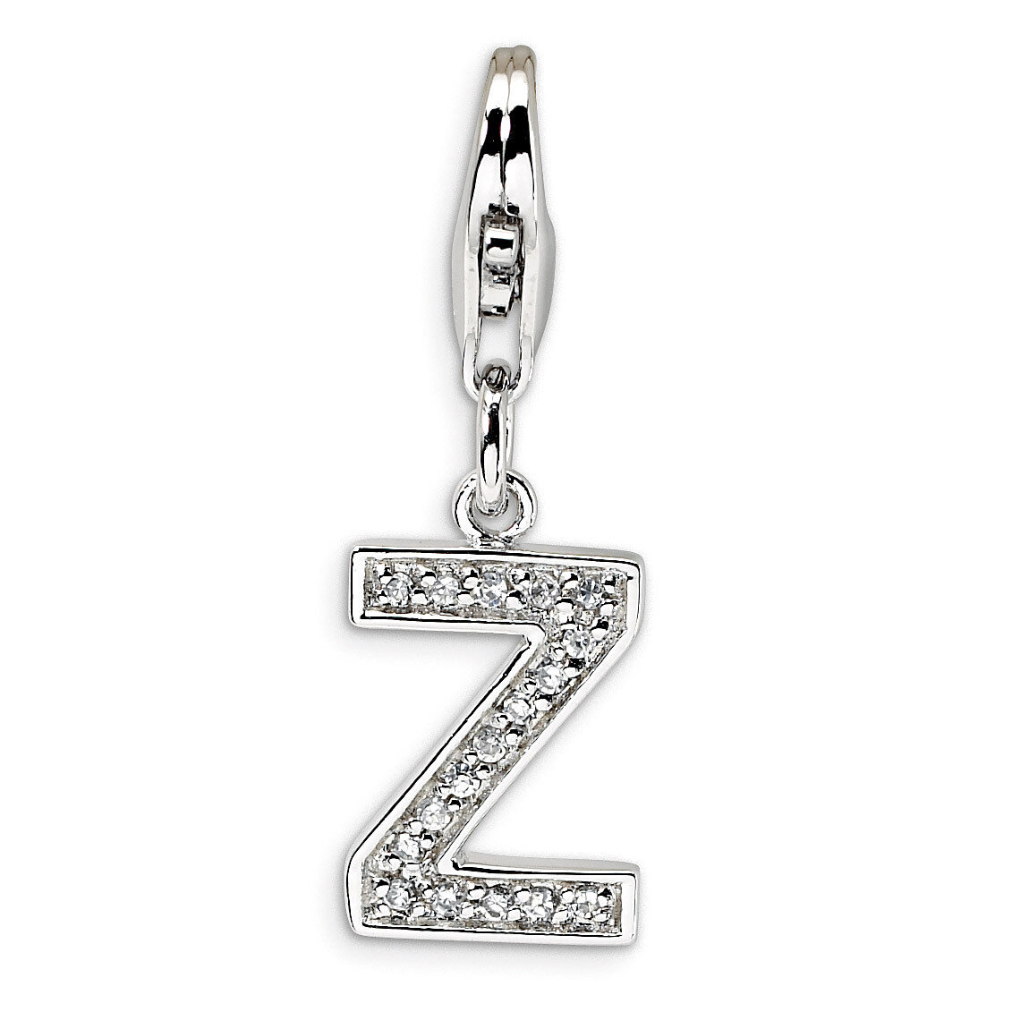 Letter Z Charm Sterling Silver Synthetic Diamond QCC105Z by Amore La Vita, MPN: QCC105Z, 8839573303…