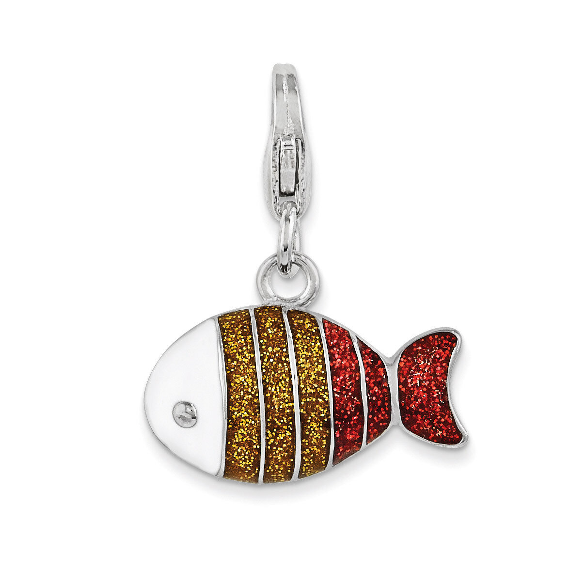 Sterling Silver Rhodium PlatedEnameled Fish Charm Sterling Silver Rhodium Plated QCC1069 by Amore L…