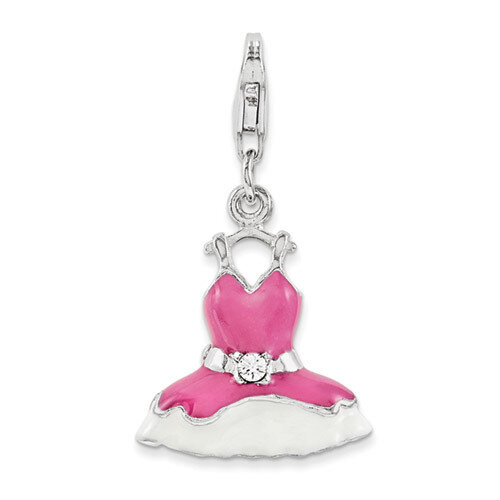 Pink Crystal DreSterling Silver Charm Sterling Silver Enamel QCC1095 by Amore La Vita, MPN: QCC1095…
