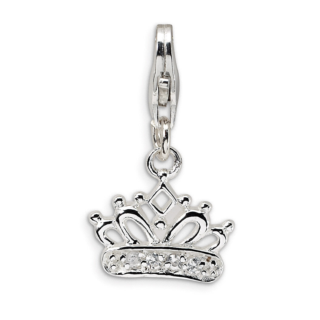 Crown Charm Sterling Silver Synthetic Diamond QCC110