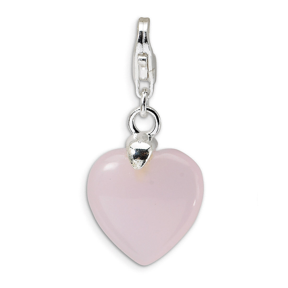 Rose Quartz Heart Charm Sterling Silver QCC128 by Amore La Vita, MPN: QCC128, 883957330853