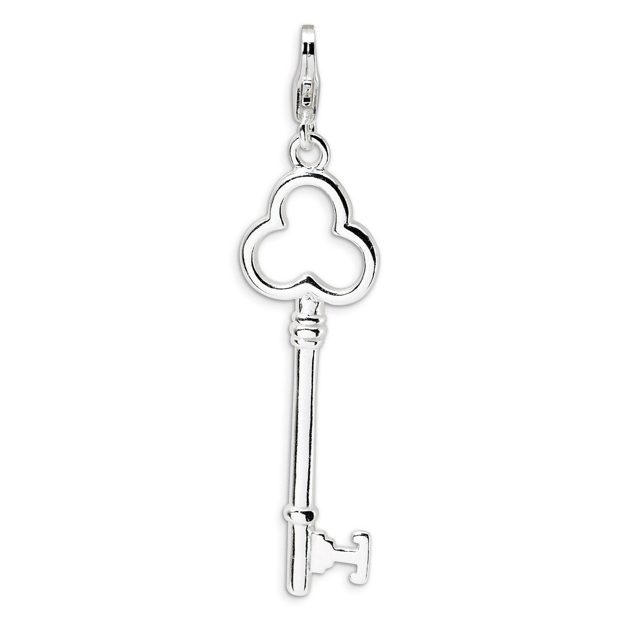 Polished Key Charm Sterling Silver QCC141 by Amore La Vita, MPN: QCC141, 883957330983