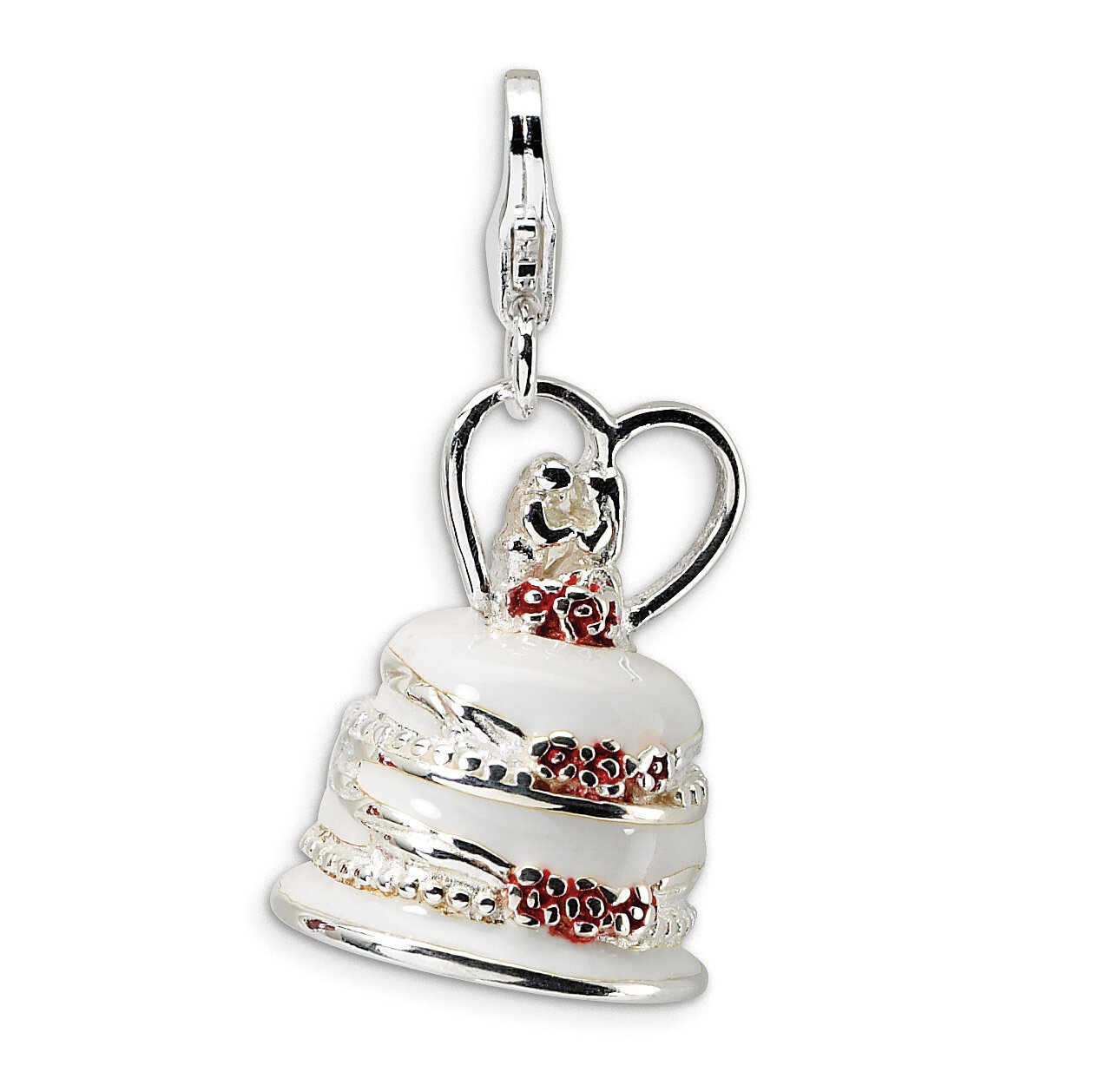 3-D Enameled Wedding Cake Charm Sterling Silver QCC153 by Amore La Vita, MPN: QCC153, 883957331102