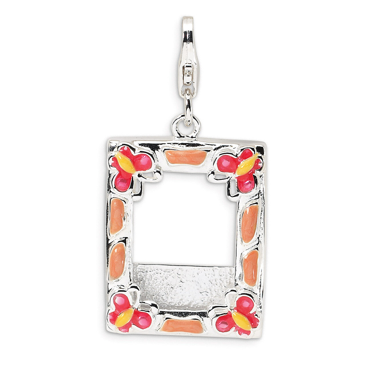 3-D Enameled Photo Frame Charm Sterling Silver QCC162 by Amore La Vita, MPN: QCC162, 883957331195