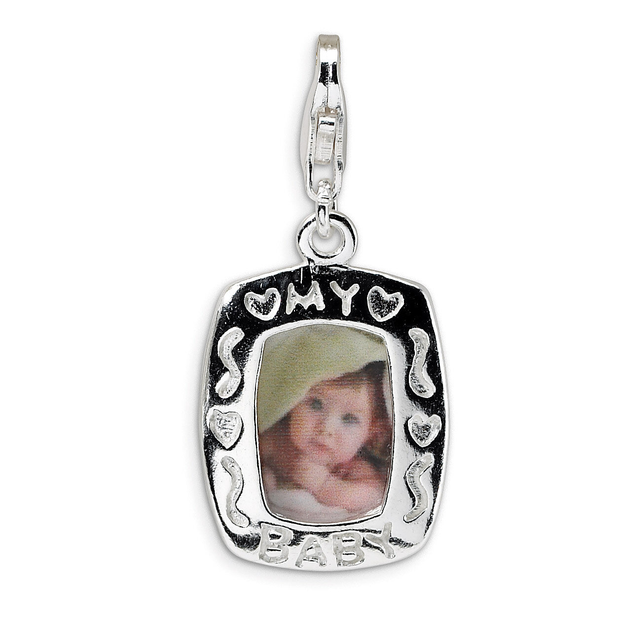 Polished My Baby Frame Charm Sterling Silver QCC166 by Amore La Vita, MPN: QCC166, 883957331232