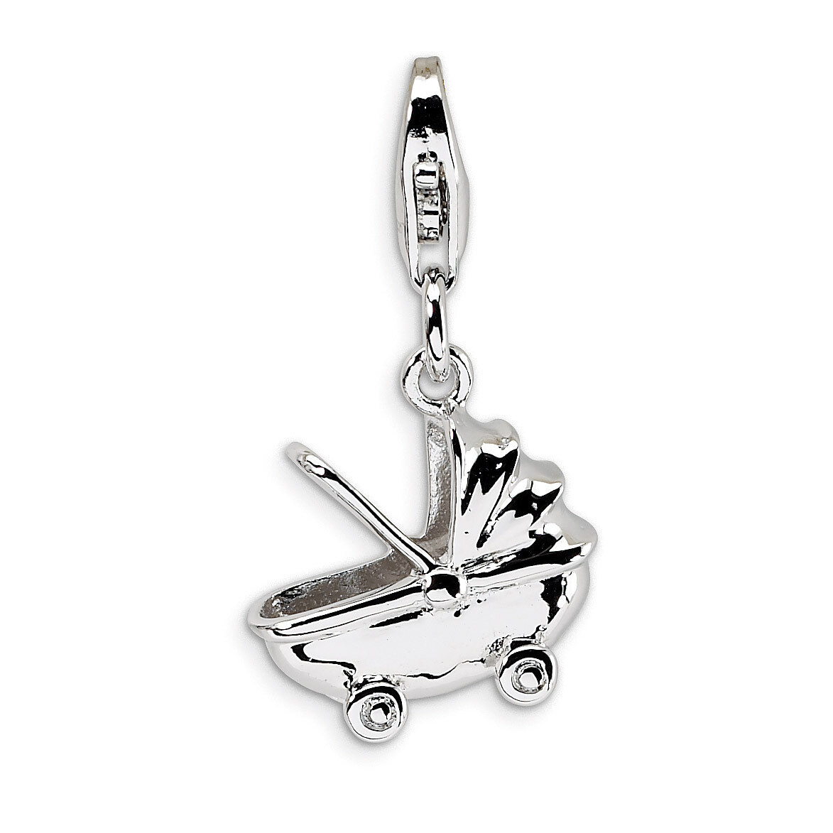 Baby Carriage Charm Sterling Silver QCC168 by Amore La Vita, MPN: QCC168, 883957331256