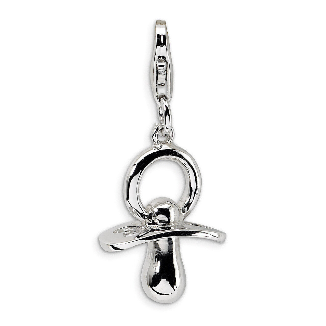 3-D Pacifier Charm Sterling Silver QCC169