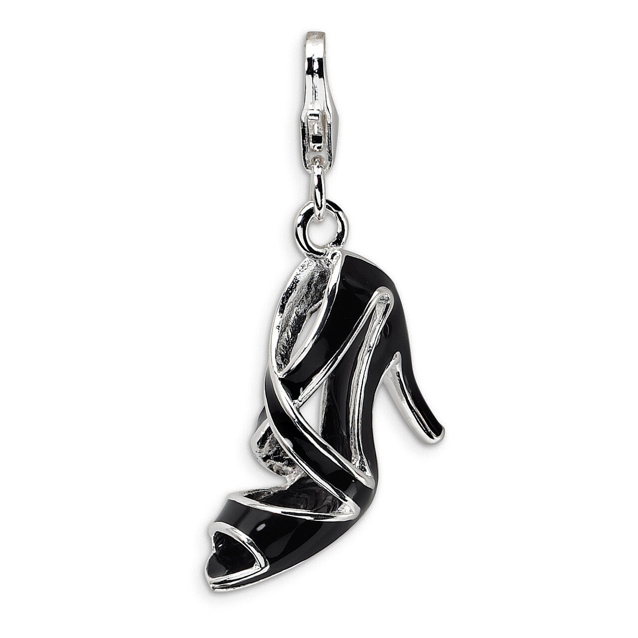 3-D Enameled Black High Heel Charm Sterling Silver QCC202 by Amore La Vita, MPN: QCC202, 8839573315…
