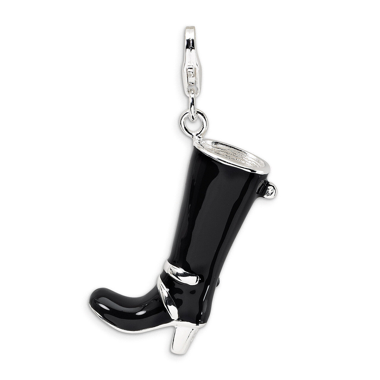 3-D Enameled Buckled Black Boot Charm Sterling Silver QCC206 by Amore La Vita, MPN: QCC206, 8839573…