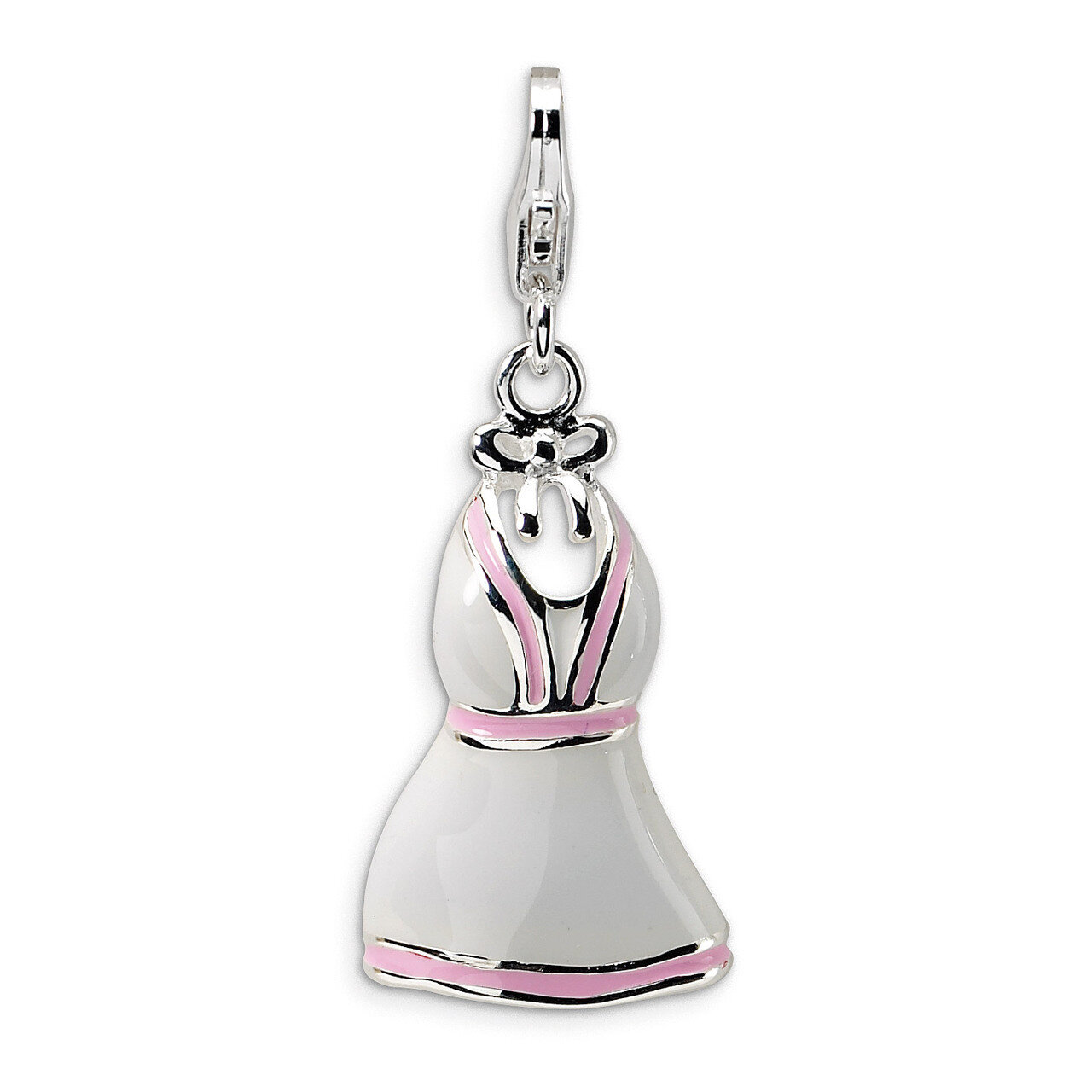White/Pink Trimmed DreSterling Silver Charm Sterling Silver Enamel QCC208 by Amore La Vita, MPN: QC…