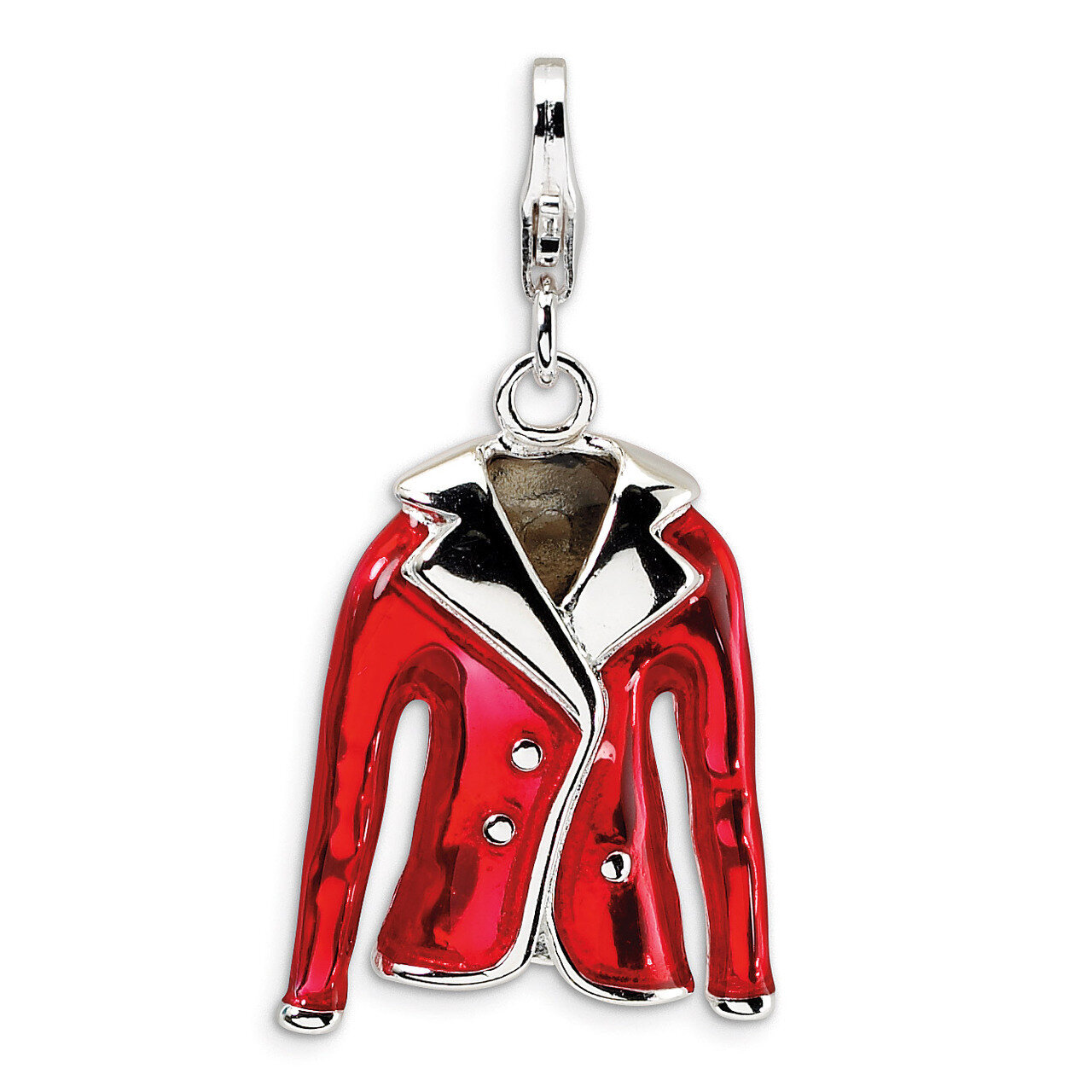 3-D Enameled Red Jacket Charm Sterling Silver QCC214