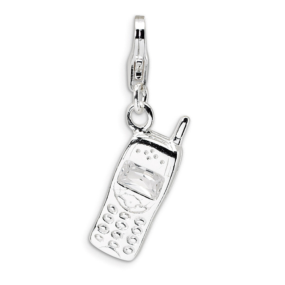 Polished Cell Phone Charm Sterling Silver QCC233