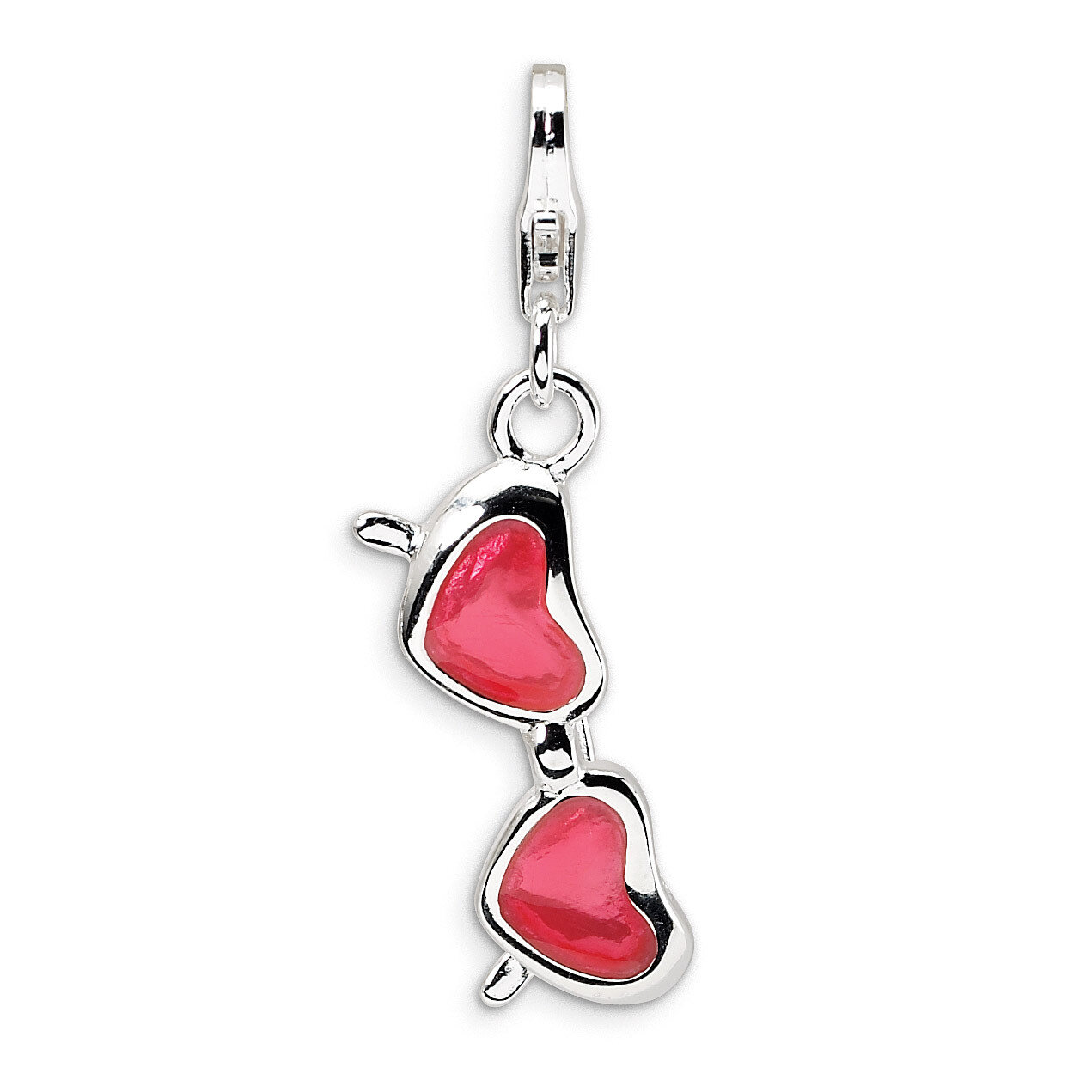 Coral Heart SunglaSterling Silveres Charm Sterling Silver Enameled QCC235
