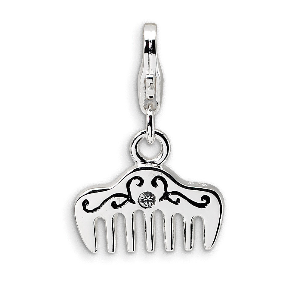 Swarovski Element &amp; Enamel Comb Charm Sterling Silver QCC248 by Amore La Vita, MPN: QCC248, 8839573…