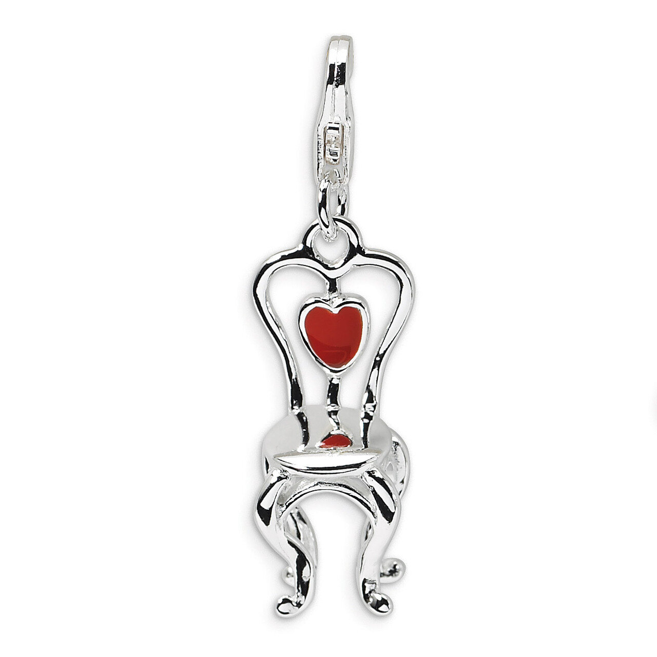3-D Enameled Chair with Heart Charm Sterling Silver QCC256 by Amore La Vita, MPN: QCC256, 883957332…